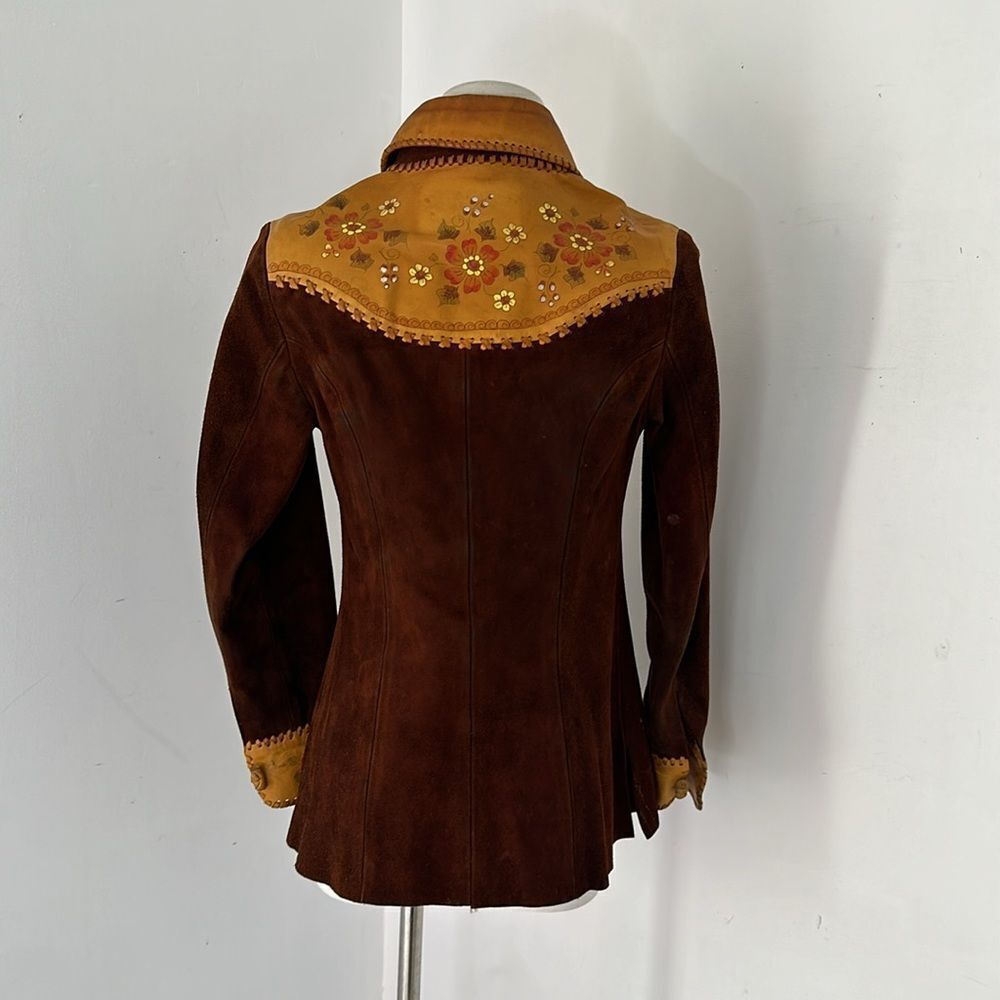 Vintage 70s CHAR Handpainted Hippy Genuine Suede Jacket - Picture 8 of 15